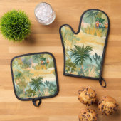 Oven Mitt & Pot Holder Set Tropical Design (Oben Unten)