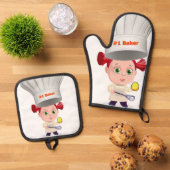 Oven Mitt & Pot Holders #1 Baker Eggs Ofenhandschuh & Topflappen-Set (Oben Unten)