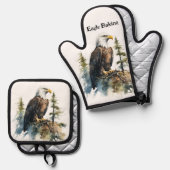 Oven Mitt & Pot Holders Adler Baking Nature Ofenhandschuh & Topflappen-Set (Vorderseite/Rückseite)