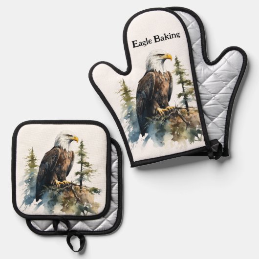 Oven Mitt & Pot Holders Adler Baking Nature Ofenhandschuh & Topflappen-Set (Vorderseite/Rückseite)