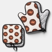 Oven Mitt & Pot Holders Bacon & Donuts Ofenhandschuh & Topflappen-Set (Vorderseite/Rückseite)