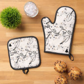 Oven Mitt & Pot Holders Blätter Ofenhandschuh & Topflappen-Set (Oben Unten)