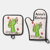 Oven Mitt & Pot Holders Cactus Desert Ofenhandschuh & Topflappen-Set (Vorderseite)
