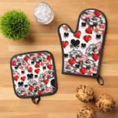 Oven Mitt & Pot Holders Casino Kitchenette Ofenhandschuh & Topflappen-Set (Oben Unten)