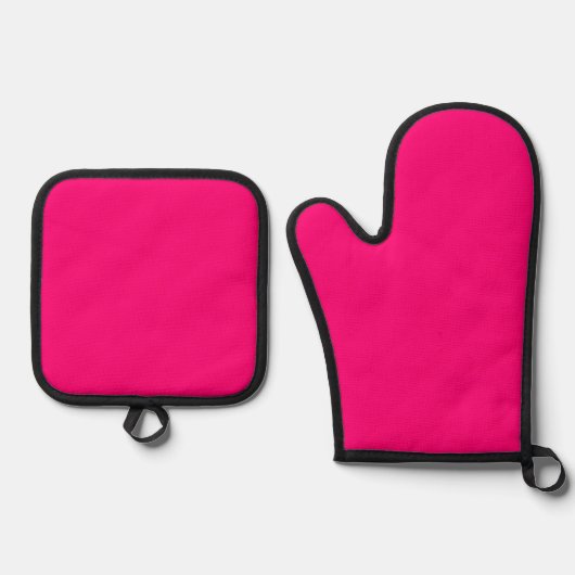 Oven Mitt & Pot Holders Fushia Pink Ofenhandschuh & Topflappen-Set (Vorderseite)