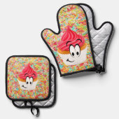 Oven Mitt & Pot Holders Kuchengebäck Ofenhandschuh & Topflappen-Set (Vorderseite/Rückseite)
