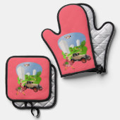 Oven Mitt & Pot Holders Lady Hund Ofenhandschuh & Topflappen-Set (Vorderseite/Rückseite)