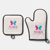 Oven Mitt & Pot Holders MARA Ofenhandschuh & Topflappen-Set (Vorderseite)