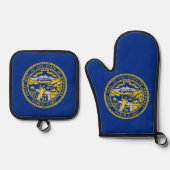 Oven Mitt, Pot Holders mit der Flagge Nebraskas, U Ofenhandschuh & Topflappen-Set (Vorderseite)