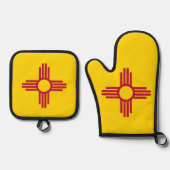 Oven Mitt, Pot Holders mit der Flagge New Mexico, Ofenhandschuh & Topflappen-Set (Vorderseite)