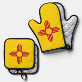 Oven Mitt, Pot Holders mit der Flagge New Mexico, Ofenhandschuh & Topflappen-Set (Vorderseite/Rückseite)