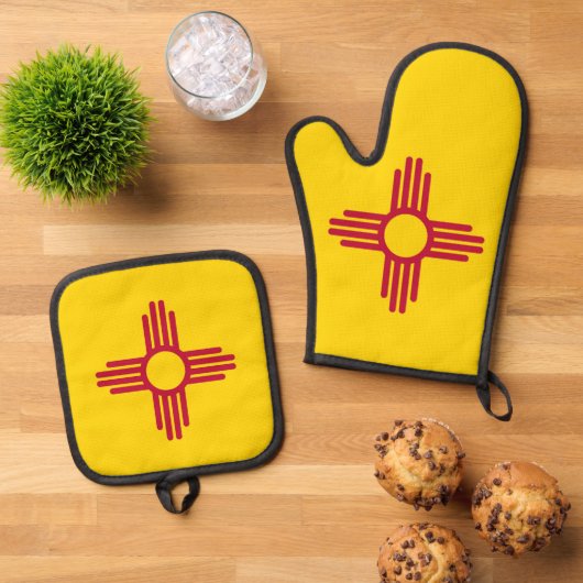 Oven Mitt, Pot Holders mit der Flagge New Mexico, Ofenhandschuh & Topflappen-Set (Oben Unten)