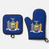 Oven Mitt, Pot Holders mit der Flagge New Yorks, U Ofenhandschuh & Topflappen-Set (Vorderseite)