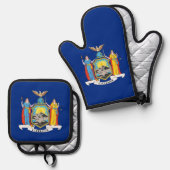 Oven Mitt, Pot Holders mit der Flagge New Yorks, U Ofenhandschuh & Topflappen-Set (Vorderseite/Rückseite)