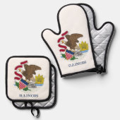 Oven Mitt, Pot Holders mit der Flagge von Illinois Ofenhandschuh & Topflappen-Set (Vorderseite/Rückseite)