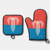Oven Mitt, Pot Holders mit der Flagge von Kansas C Ofenhandschuh & Topflappen-Set (Vorderseite)