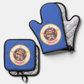 Oven Mitt, Pot Holders mit der Flagge von Minnesot Ofenhandschuh & Topflappen-Set (Vorderseite/Rückseite)