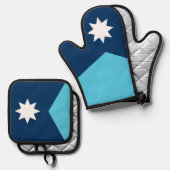 Oven Mitt, Pot Holders mit der Flagge von Minnesot Ofenhandschuh & Topflappen-Set (Vorderseite/Rückseite)