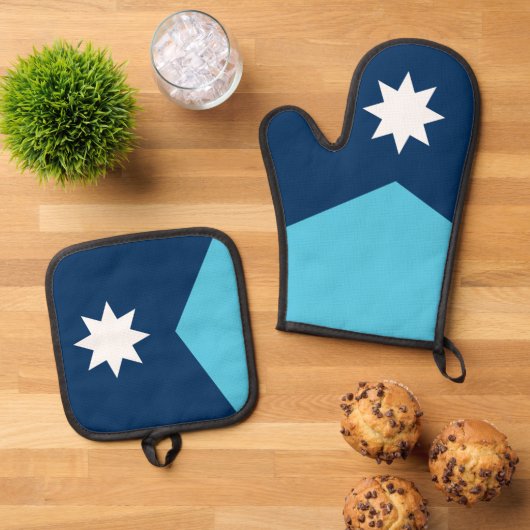 Oven Mitt, Pot Holders mit der Flagge von Minnesot Ofenhandschuh & Topflappen-Set (Oben Unten)