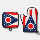 Oven Mitt, Pot Holders mit der Flagge von Ohio, US Ofenhandschuh & Topflappen-Set (Vorderseite)