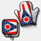 Oven Mitt, Pot Holders mit der Flagge von Ohio, US Ofenhandschuh & Topflappen-Set (Vorderseite/Rückseite)