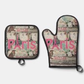 Oven Mitt & Pot Holders Paris Ofenhandschuh & Topflappen-Set (Vorderseite)