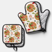 Oven Mitt & Pot Holders Pizza Pizza Pie Ofenhandschuh & Topflappen-Set (Vorderseite/Rückseite)