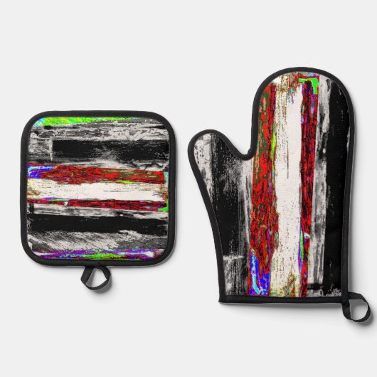 Oven Mitt & Pot Holders – Reflection Layers Ofenhandschuh & Topflappen-Set (Vorderseite)