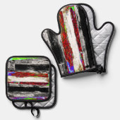Oven Mitt & Pot Holders – Reflection Layers Ofenhandschuh & Topflappen-Set (Vorderseite/Rückseite)