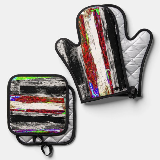 Oven Mitt & Pot Holders – Reflection Layers Ofenhandschuh & Topflappen-Set (Vorderseite/Rückseite)