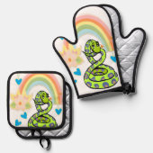 Oven Mitt & Pot Holders Regenbogenschlange Ofenhandschuh & Topflappen-Set (Vorderseite/Rückseite)