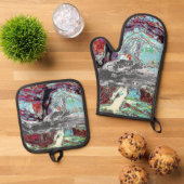 Oven Mitt & Pot Holders – Strata Pulse Ofenhandschuh & Topflappen-Set (Oben Unten)