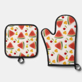 Oven Mitt & Pot Holders Watermelon Birnen Ofenhandschuh & Topflappen-Set (Vorderseite)