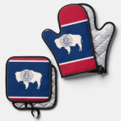 Oven Mitt, Pot Holders, Wyoming flag Ofenhandschuh & Topflappen-Set (Vorderseite/Rückseite)