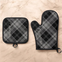 Oven Mitt Pot Holding Set Personalisiert Schwarz K