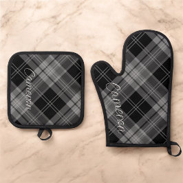Oven Mitt Pot Holding Set Personalisiert Schwarz K