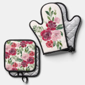 Oven Mitt Potholder Set (Vorderseite/Rückseite)