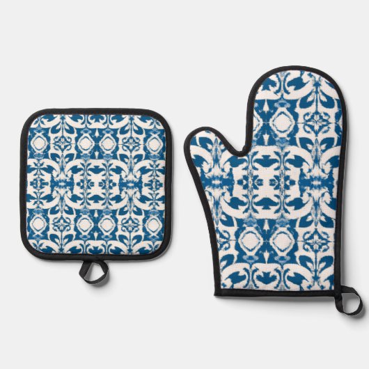 Oven Mitt & Potholder Set | BOHEMISCHE BLUES (Vorderseite)