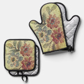 OVEN MITT UND POT HOLDER BLUME STIL DESIGN OFENHANDSCHUH & Topflappen-Set (Vorderseite/Rückseite)