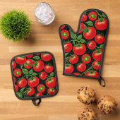 Oven Mitt und Pot Holder Ofenhandschuh & Topflappen-Set (Oben Unten)