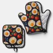 Oven Mitt und Pot Holder Ofenhandschuh & Topflappen-Set (Vorderseite/Rückseite)