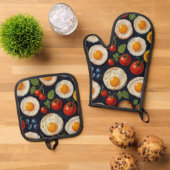 Oven Mitt und Pot Holder Ofenhandschuh & Topflappen-Set (Oben Unten)