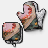 Oven Mitt und Pot Holder Ofenhandschuh & Topflappen-Set (Vorderseite/Rückseite)