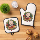 Oven Mitt und Pot Holder Ofenhandschuh & Topflappen-Set (Oben Unten)