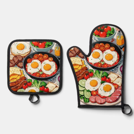 Oven Mitt und Pot Holder Ofenhandschuh & Topflappen-Set (Vorderseite)