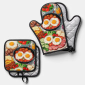 Oven Mitt und Pot Holder Ofenhandschuh & Topflappen-Set (Vorderseite/Rückseite)