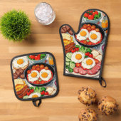 Oven Mitt und Pot Holder Ofenhandschuh & Topflappen-Set (Oben Unten)