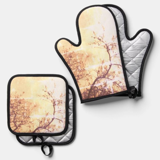 Oven Mitt und Pot Holder Ofenhandschuh & Topflappen-Set (Vorderseite/Rückseite)