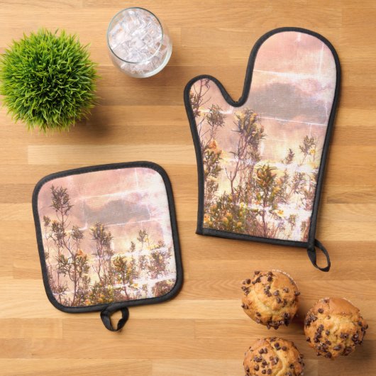 Oven Mitt und Pot Holder Ofenhandschuh & Topflappen-Set (Oben Unten)