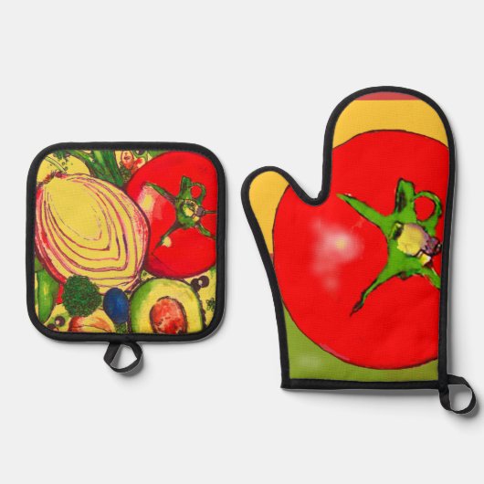 Oven Mitt und Pot Holder Ofenhandschuh & Topflappen-Set (Vorderseite)
